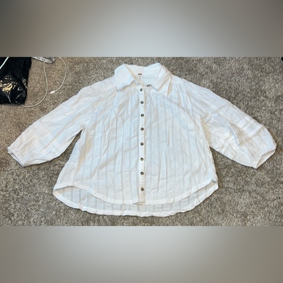 Free People Happy Days Blouse Ivory Size Medium - Picture 8 of 16